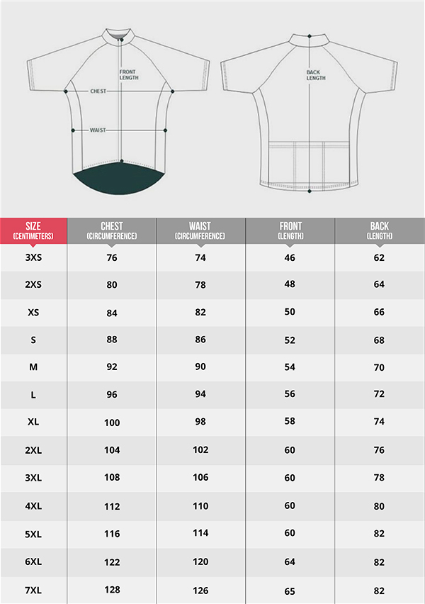 #TOGONDC Jersey Sizing Chart