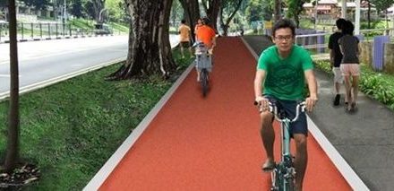 First Red Cycling Paths in Ang Mo Kio Already Open